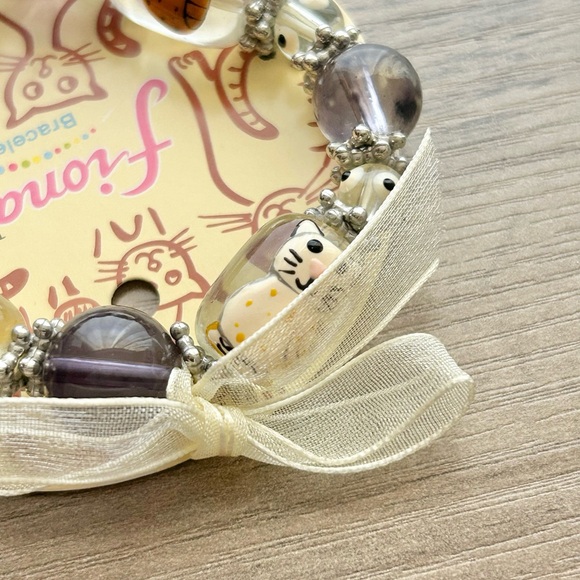 2/$30 NWT Fiona Cat Beaded Bracelet Whimsical Stretch Art Jewelry - Picture 2 of 10